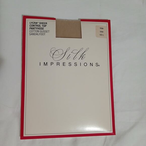 NEW 4 Pairs Silk Impressions Sand C Lycra Sheer Control Top Pantyhose Cotton - Picture 4 of 6